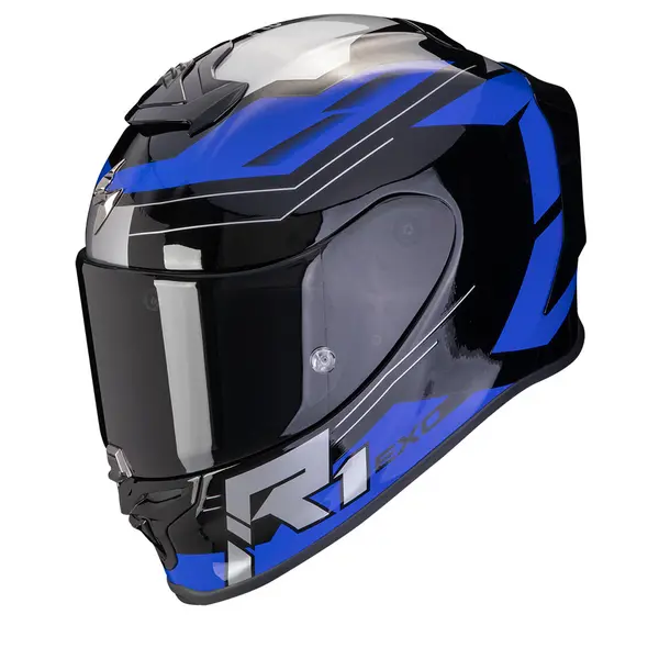 Image of Scorpion EXO-R1 Evo Air Blaze Black Blue Full Face Helmet XL
