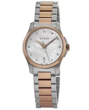 Image of Gucci G-Timeless Mother of Pearl Diamond Dial Two Tone Stainless Steel Womens Watch YA126544 YA126544
