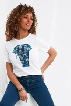 Image of Elephant Graphic Classic Short Sleeve Round Neck T-Shirt