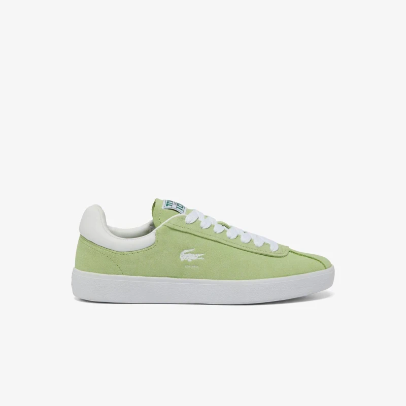Image of Lacoste Baseshot Suede Trainers Green White female UK 4