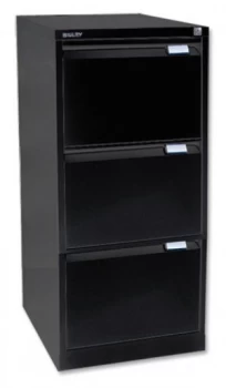 Image of Bisley Black Three-Drawer Filing Cabinet