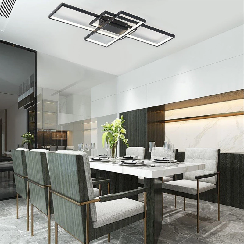 Image of Cottonfy UK 3-Rectangular Overlap Adjustable LED Ceiling Light - Black M