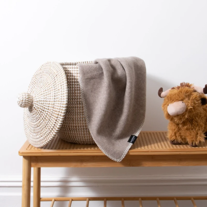 Image of Native Natural Soft Beige Pure Wool Baby Blanket Size: Small Beige Unisex Small