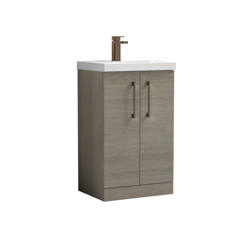 Image of BALTERLEY Balterley Level Modern Bathroom 2 Soft Close Door & Mid-Edge Vanity Unit Basin, Solace Oak, 500mm BALARN2501AH1516