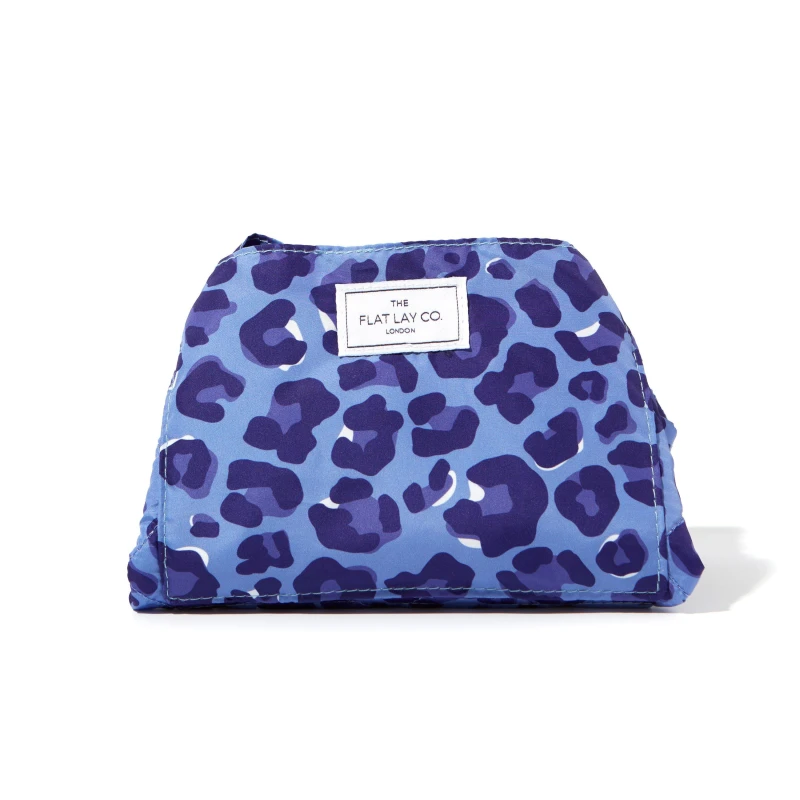 Image of The Flat Lay Co The Flat Lay Co. Drawstring Makeup Bag in Blue Leopard Multi unisex
