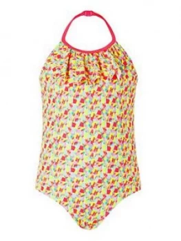 Image of Accessorize Girls Geo Metallic Print Swimsuit - Multi