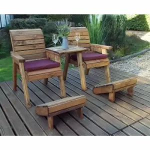 Image of Charles Taylor Deluxe Straight Lounger Set with Cushions, Burgundy