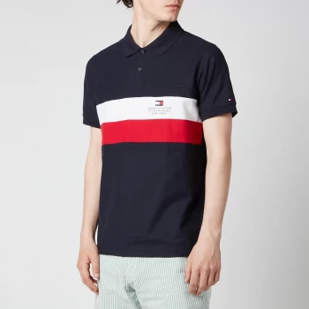 Image of Tommy Hilfiger Mens Chest Stripe Slim Fit Polo Shirt - Desert Sky - XL