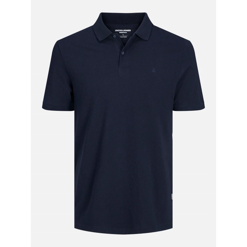 Image of Jack and Jones Mens Short Sleeve Polo Shirt Navy Blazer male S