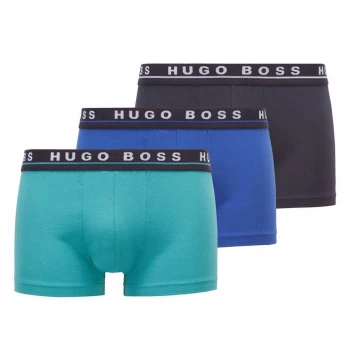 Image of Hugo Boss 3 Pack Logo Boxer Trunks Blue/Green/Black Size M Men