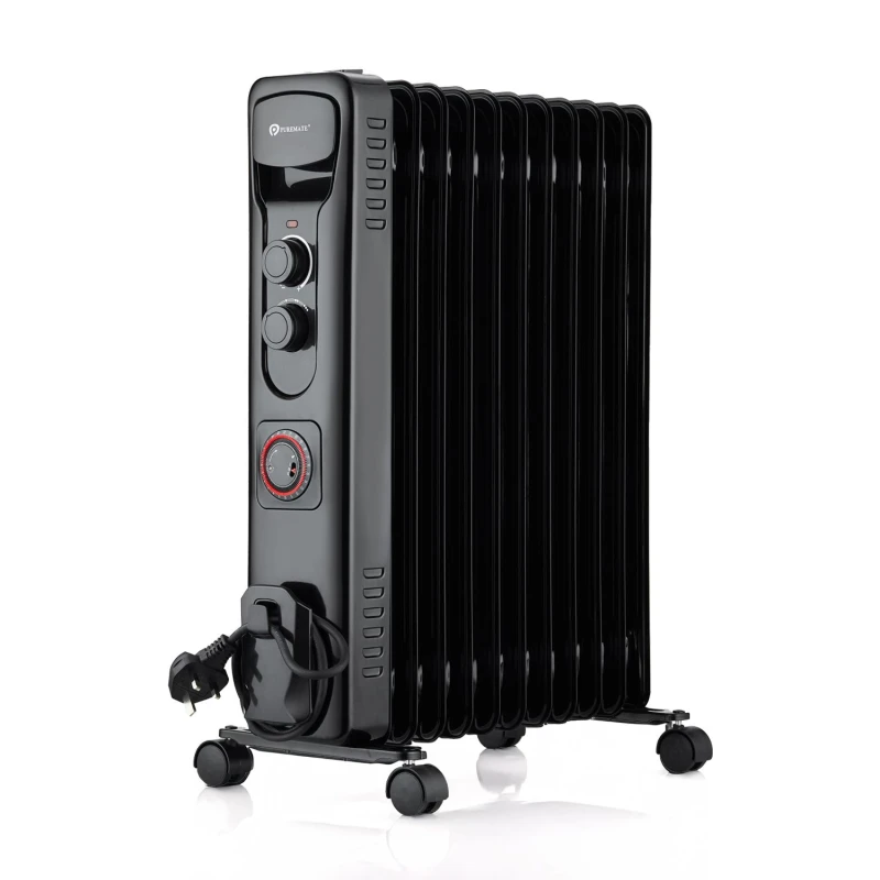 Image of PureMate 2500W 11 Fin Oil Filled Radiator - Black Unisex