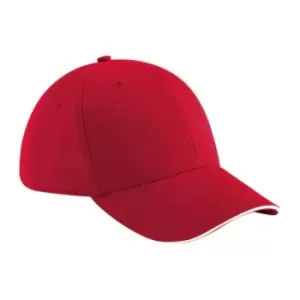 Image of Beechfield Adults Unisex Athleisure Cotton Baseball Cap (Pack of 2) (One Size) (Classic Red/White)