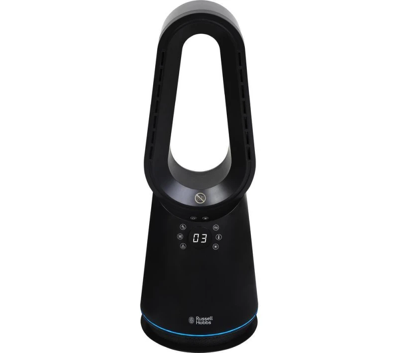 Image of Russell Hobbs RHCBLDL3IN1B Hot & Cool Bladeless Tower Fan - Black 5056233838618