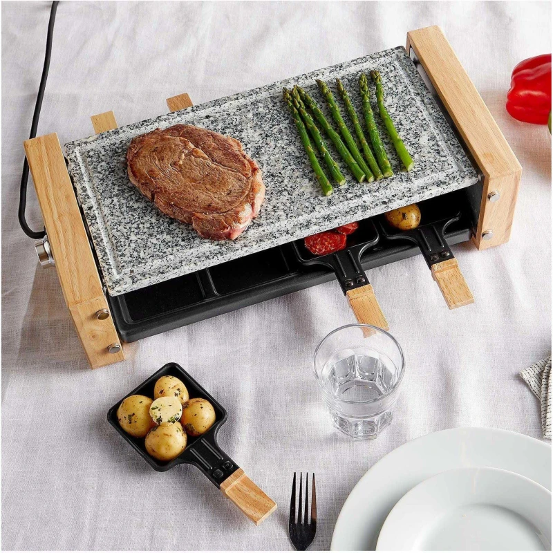 Image of VonShef 2 Removable Non-Stick Plates 8 People Raclette Grill Electric Black
