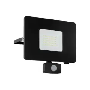 Image of Faedo 3 - LED Outdoor Wall Flood Light with pir Motion Sensor Black IP44 - Eglo