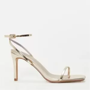 Image of Missguided Square Toe Mid Heeled Sandals - Gold