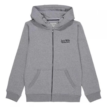 Image of Jack Wills Boys Pinebrook Zip Through Hoodie, Grey Marl, Size 9-10 Years