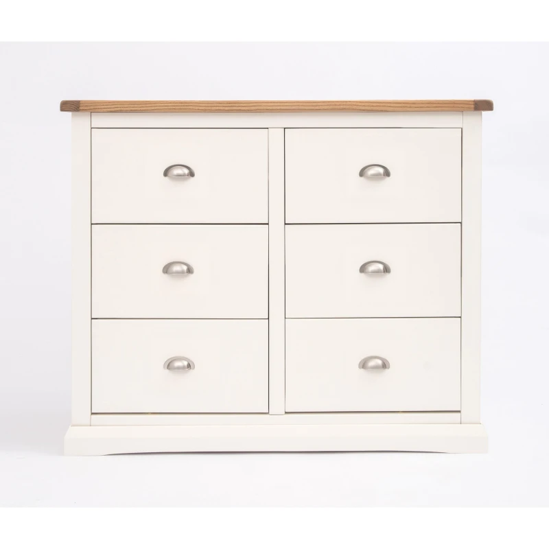 Image of Cabinet Bits Cosenza 6 Drawer Chest of Drawers Chrome Cup Handle in Off-White Off-White Unisex