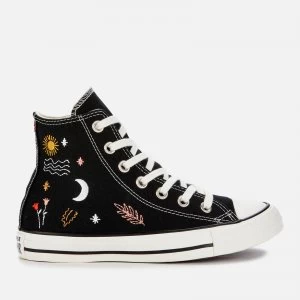 Image of Converse Womens Chuck Taylor All Star It's Ok To Wander Hi-Top Trainers - Black/White/Black - UK 6