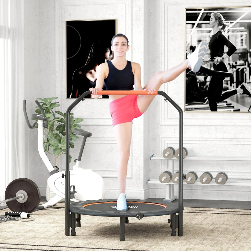 Image of HOMCOM HOMCOM 45" Foldable Mini Trampoline Fitness Trampoline w/ Foam Handle in Orange Orange One Size Unisex 5063603028951