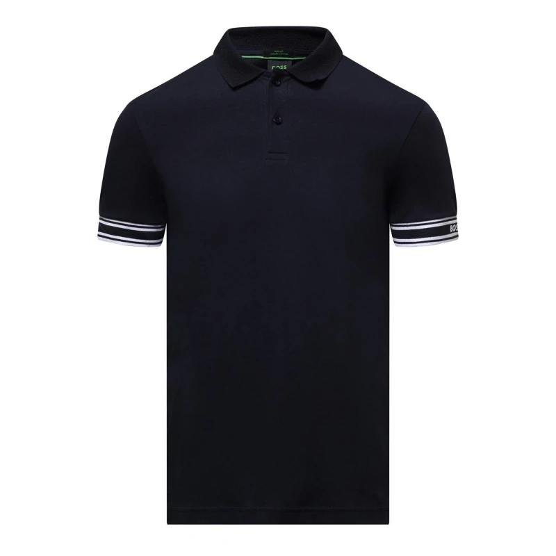 Image of Boss Zone Stripe Cuff Polo Shirt Dark Blue male M