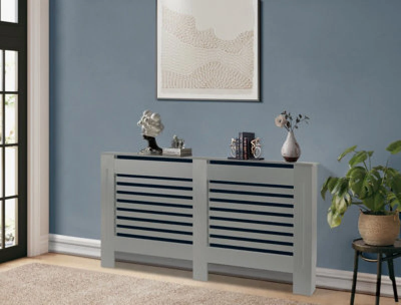 Image of Groundlevel Grey Wooden Radiator Cover - 152Cm X 82Cm X 19Cm