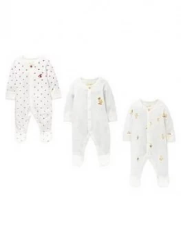 Image of Joules Baby Unisex 3 Pack Duck Babygrows - White