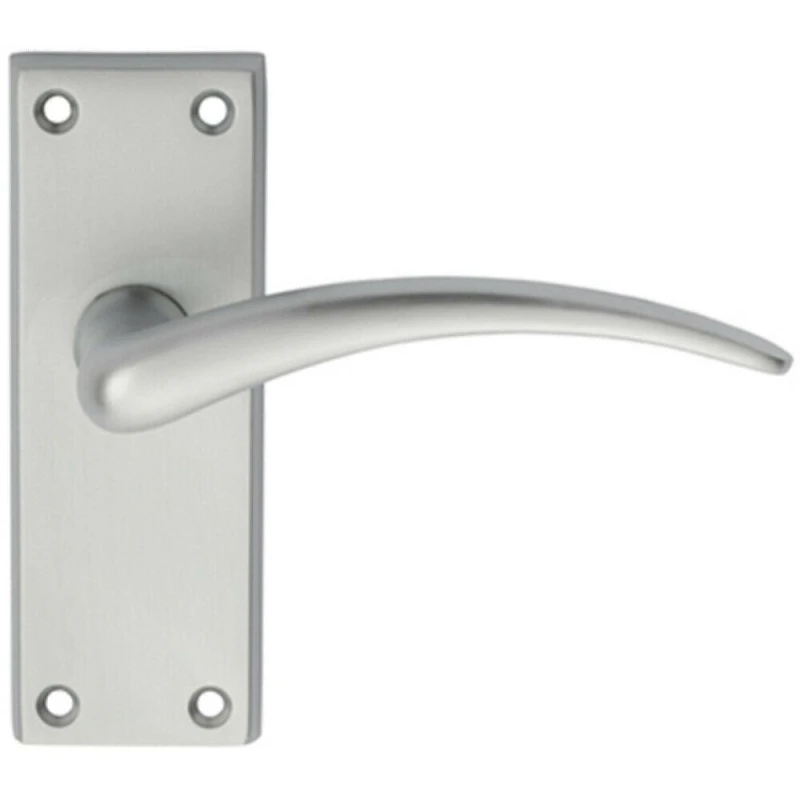 Image of Loops PAIR Slim Arched Door Handle on Latch Backplate 150 x 43mm Satin Chrome Multi