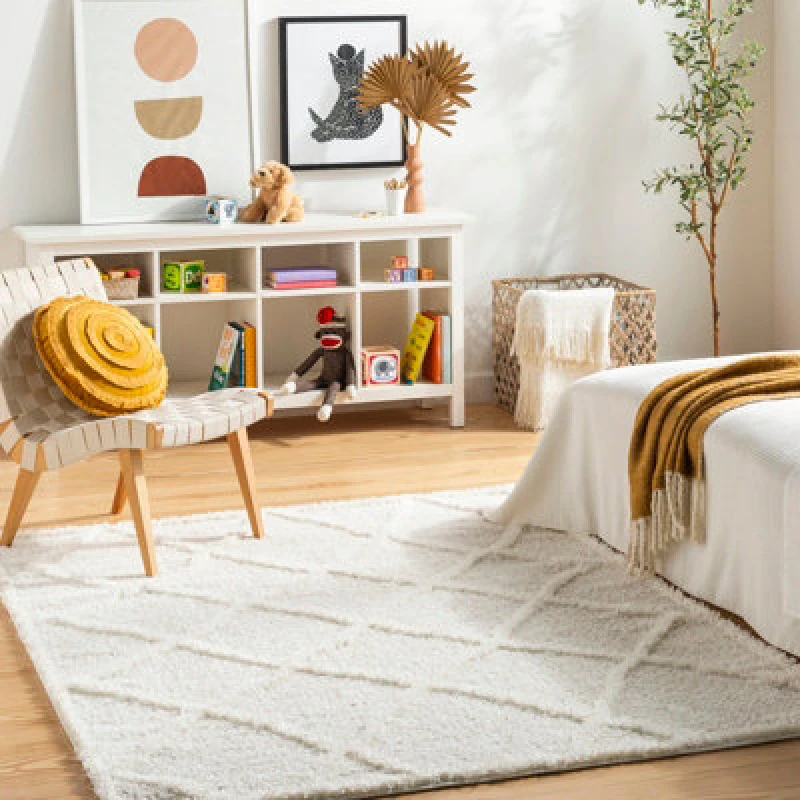 Image of Livabliss Shaggy Modern Plush Pile Cream Sumaya Area Rug 200 X 275cm - Easy Care, Non Shedding, Ideal For Living Room & Bedroom