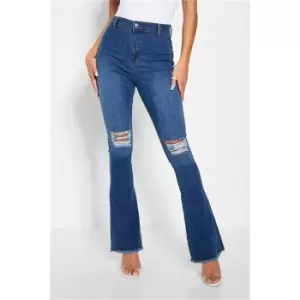 Image of I Saw It First Mid Wash Stretch Ripped Knee Skinny Jeans - Blue