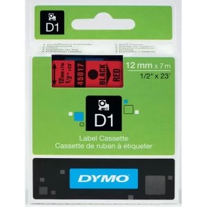Image of Dymo 4500 Black on Red Label Tape 12mm x 7m
