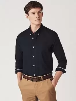 Image of Crew Clothing Crew Slim Fit Oxford Shirt - Navy Blue, Navy Blue, Size L, Men