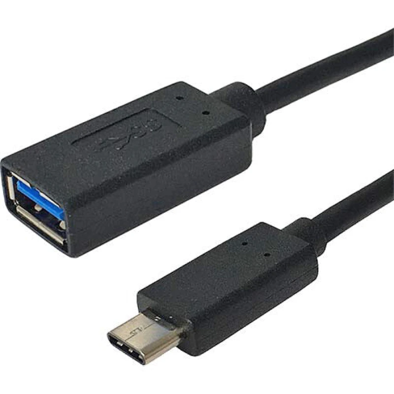 Image of Cablenet Cablenet 20cm USB 3.1c Male - USB 3.0 Type A Female Tailed Black 24-0312