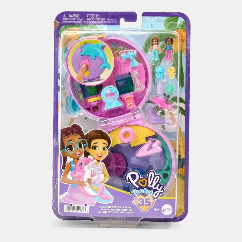 Image of Polly Pocket Polly Pocket Dolphin Rescue & Play Compact Doll Playsets