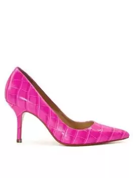 Image of Dune London Leather Bold Mid Heel Point Court - Pink Leather, Pink, Size 7, Women