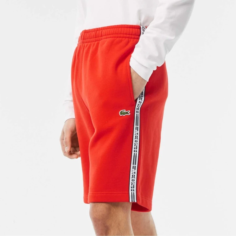 Image of Lacoste Cotton Flannel Jogger Shorts - Orange Orange XS