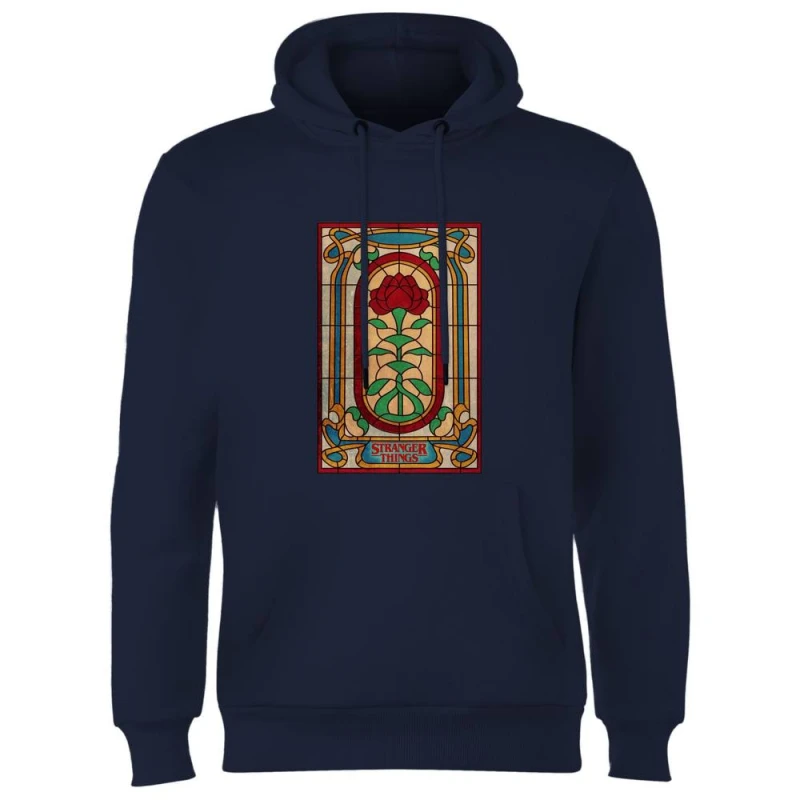 Image of Stranger Things Stain Glass Window Hoodie - Navy - M