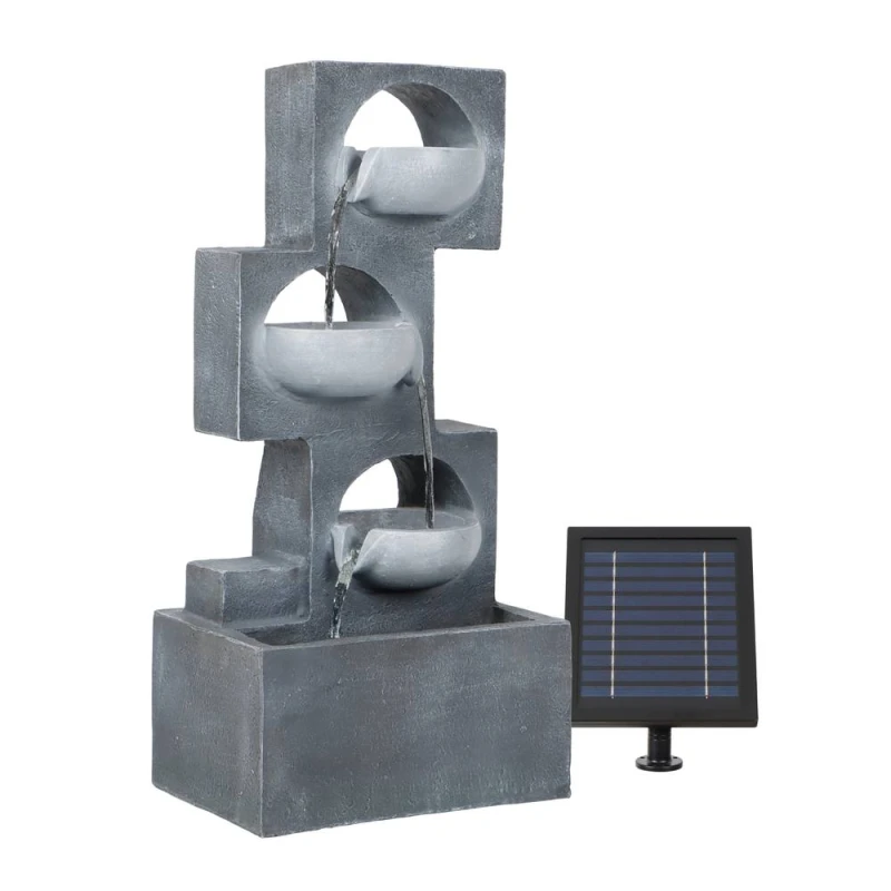 Image of Gardenwize Solar Powered Garden Water Feature Decorative Outdoor Water Fountain in Light Stone Light Stone Unisex