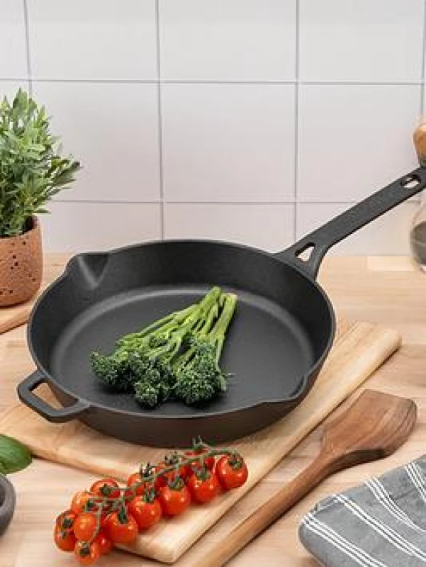 Image of Prestige Cast Iron 26cm Frypan With Dual Handle??, Black 57584