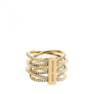 Image of Ladies Michael Kors PVD Gold plated Statement Crossover Ring Size L.5