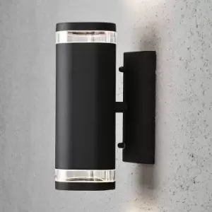 Image of Konstsmide Modena Glass Outdoor Up & Down Wall Light - Black