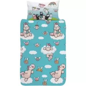 Image of Theodor & Friends Unicorn Duvet Cover Set (Single) (Blue/Pink)