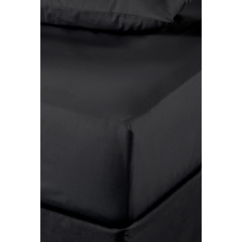 Image of Homelife Non Iron Plain Dyed Deep Fitted Sheet - Black Double