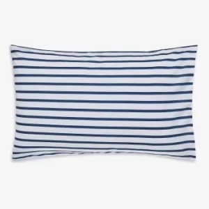 Image of Joules Cambridge Striped 100% Cotton Housewife Pillowcase Pair Navy Blue and White