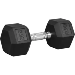 Image of 12.5KG Single Rubber Hex Dumbbell Portable Hand Weights Home Gym - Homcom