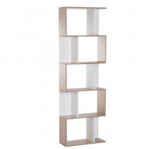Image of HOMCOM 5-tier S Shape Bookcase, Particle Board-White