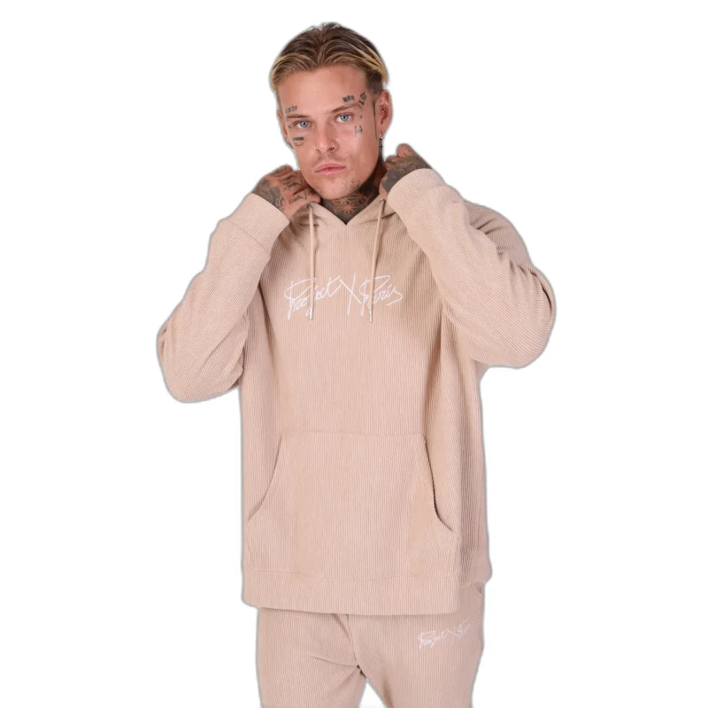 Image of Project X Paris Corduroy hoodie with simple embroidery Project X Paris Beige Male XL