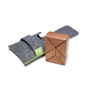 Image of 6 Piece Tegu Pocket Pouch Prism Magnetic Wooden Block Set Mahogany