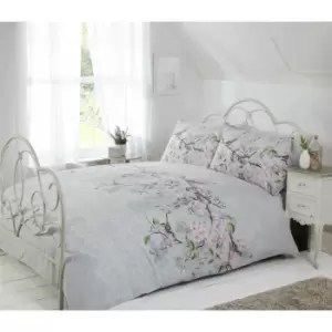 Image of Eloise Single Bed Duvet Cover Set with Matching Pillowcase, birds and floral