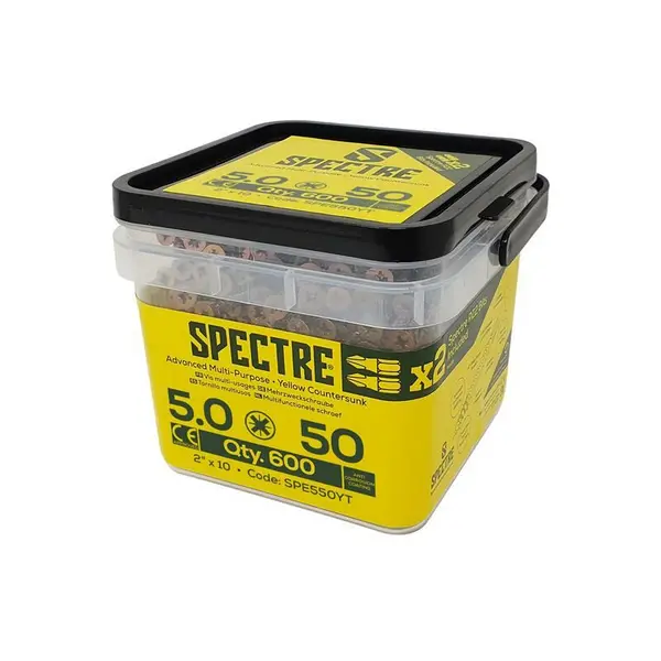 Image of FORGEFIX Spectre Pozi Compatible Wood Screw Csk zyp 5.0 x 50mm Tub 600 - Forgefix SPE550YT